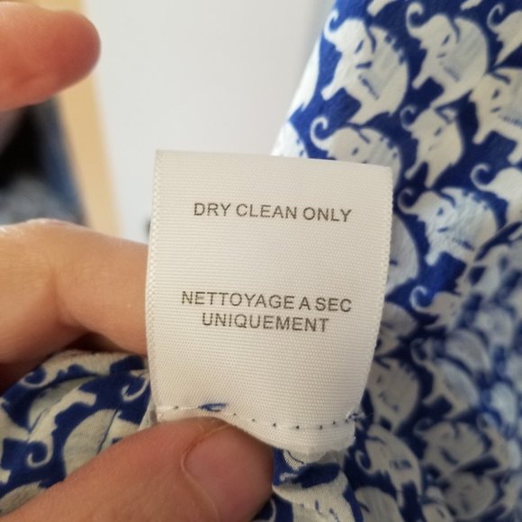 Joie Blue & White Silk Elephant Top Size Large - Picture 8 of 10